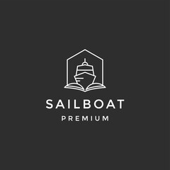Sailboat vector icon. Sailboat concept stroke symbol design. Thin graphic elements vector illustration, on black background