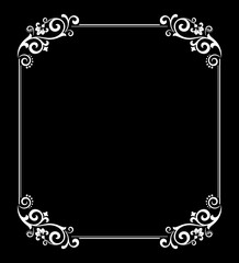 Decorative frame Elegant vector element for design in Eastern style, place for text. Floral white and black border. Lace illustration for invitations and greeting cards