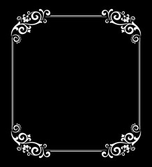Decorative frame Elegant vector element for design in Eastern style, place for text. Floral white and black border. Lace illustration for invitations and greeting cards