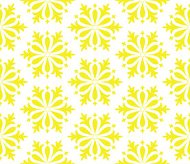 Flower geometric pattern. Seamless vector background. White and yellow ornament
