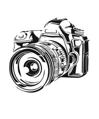 Camera graphic design vector for brand, company, t-shirt, business, work, fun, gifts, website in a high resolution editable printable file. - obrazy, fototapety, plakaty