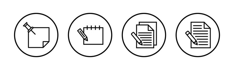Note icons set. Taking note icon vector. Edit line icon. Document write. Content writing