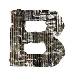 corticated iron letter  B  isolated 