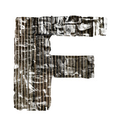 corticated iron letter  F isolated 
