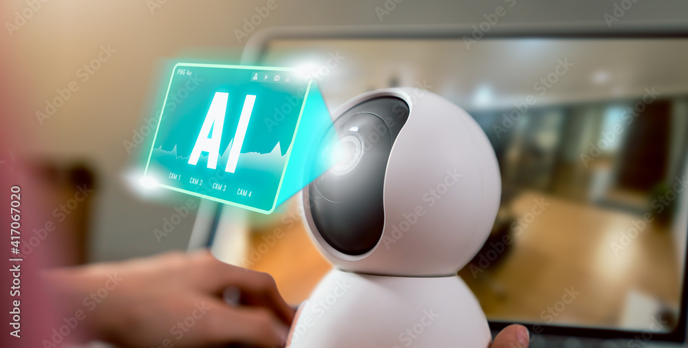 Poster security cctv camera, surveillance technology and show application artificial intelligence ai tools 