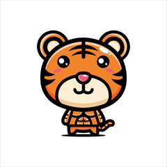 cute tiger animal cartoon vector design has a stocky body
