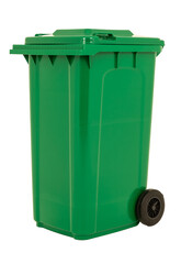 A new unbox green large bin isolated on white background
