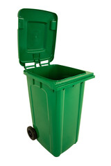 A new unbox green large bin isolated on white background