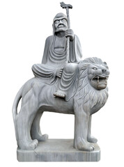 Fototapeta na wymiar Chinese Lion stone Guardian temple statue Eighteen Arhats