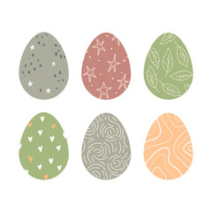 Colored Easter eggs with pattern. Happy Easter. Spring holiday. Vector Illustration.