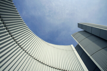 Abstract architectural detail Of Monumen Perjuangan (Monument to the Struggle ) in Bandung, West Java, Indonesia, lines and curves.