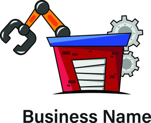 cartoon machine workshop logo design