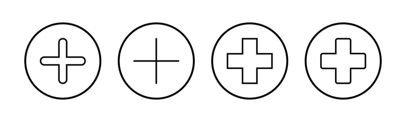 Obraz premium Plus Icons set. Add plus icon. Addition sign. Medical Plus icon
