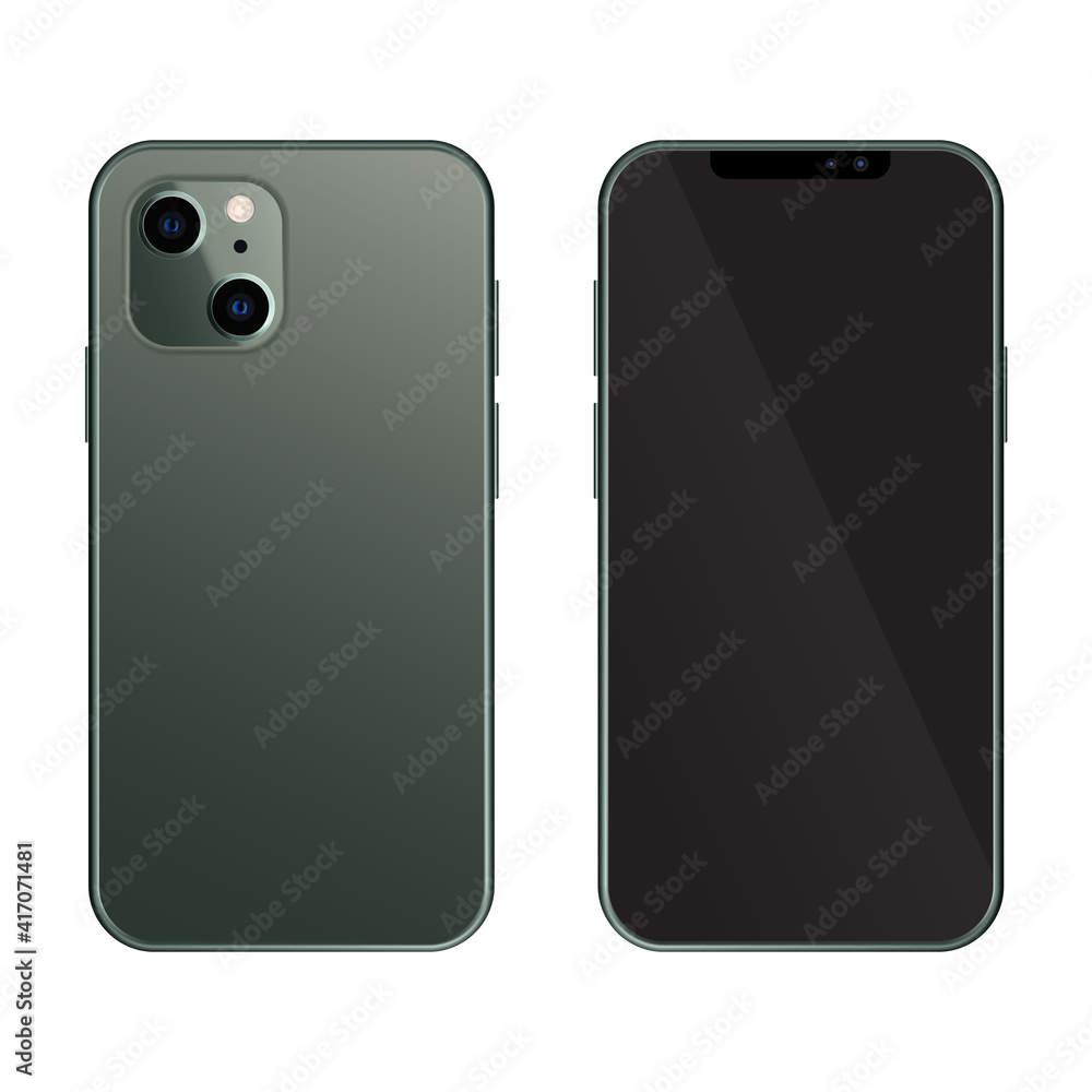 Poster realistic smartphone mockup with front and back. high quality realistic trendy no frame smartphone w