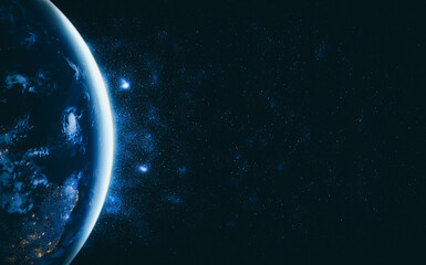 Planet earth globe view from space showing realistic earth surface and world map as in outer space...