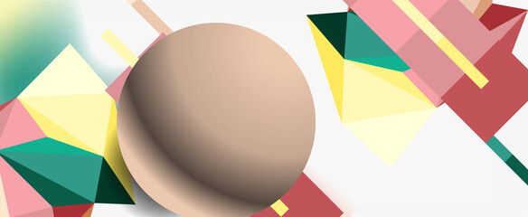 Trendy 3d geometric composition, design template for business or technology presentation, internet poster or web brochure cover