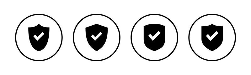 Shield check mark logo icons set. Protection approve sign. Safe icon vector