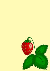 Strawberry berries on the bush - vertical illustration.