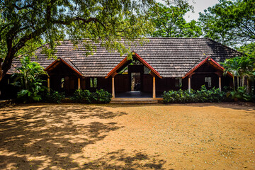 Fototapeta na wymiar Kerala Style Heritage Home. The World Heritage Place in Dakshina Chitra Museum, South India, Tamil Nadu