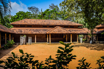 Kerala Style Heritage Home. The World Heritage Place in Dakshina Chitra Museum, South India, Tamil...