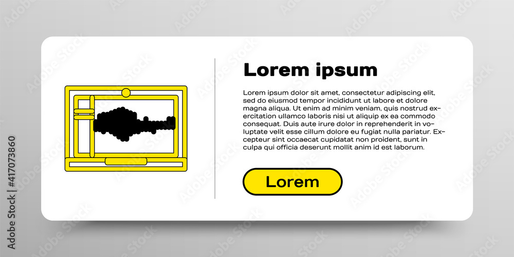 Poster line sound or audio recorder or editor software on laptop icon isolated on white background. colorfu