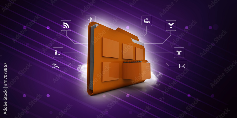 Aufkleber 3d rendering documents copying one file to another