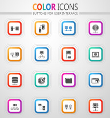 Internet, server, network icons set
