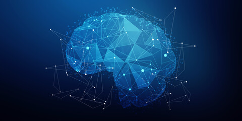 2d illustration Concept of thinking, background with brain, Abstract Artificial intelligence. Technology web background