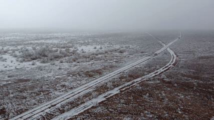 old road in the winter steppe