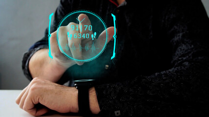 Obraz na płótnie Canvas Smart Watch technology. smart watch. heart rate measurement. health care