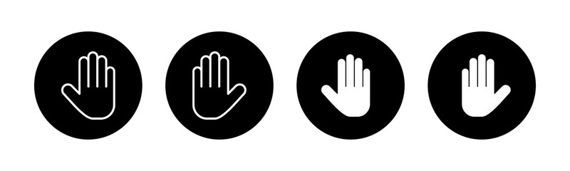 Stop icons set. Hand symbol. Hand icon vector