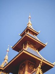 Atmosphere in the temples of Thailand At Temple name is Wat Pipat Mongkol, Thungsaliam, Sukhothai, Thailand  in 26 February 2021.