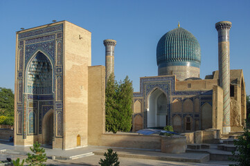 Panorama view of Gur-e Amir, the mausoleum of Timur or Tamerlane, a landmark of UNESCO listed...
