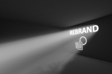 REBRAND rays volume light concept 3d illustration