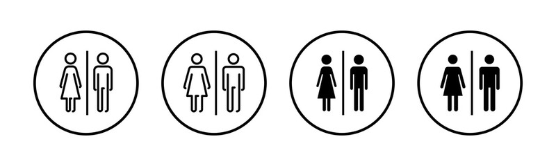 Toilet icons set. Toilet sign. Man and woman restroom sign vector. Male and female icon
