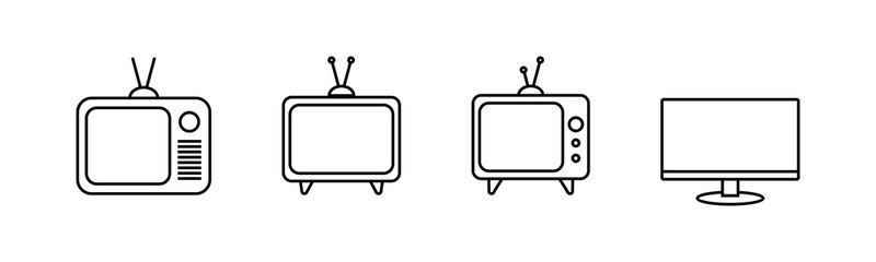 TV vector icons set. Television icon