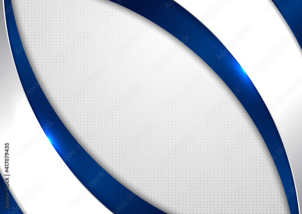 Poster abstract template blue and gray curve shape on white background with square pattern
