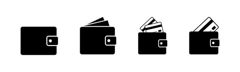 Wallet Icons set in trendy flat style. money wallet icon