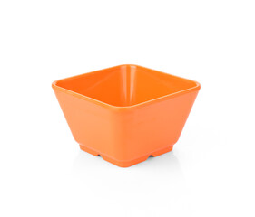Empty square orange bowls isolated on white