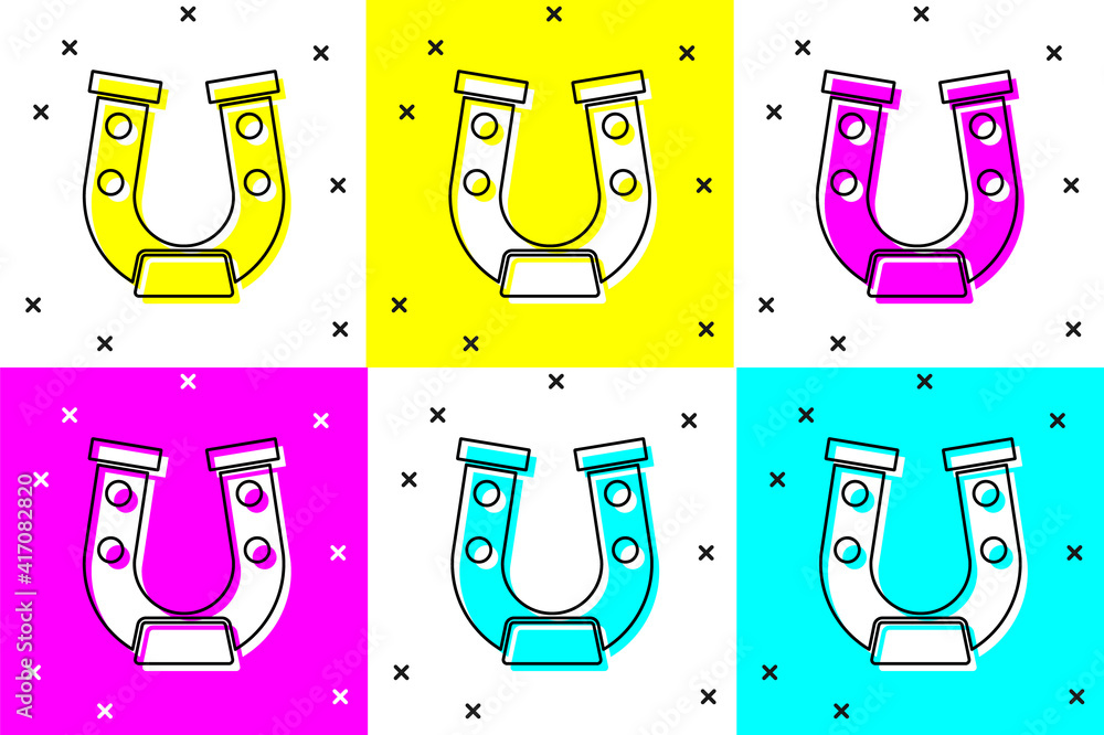 Poster set horseshoe icon isolated on color background. vector.