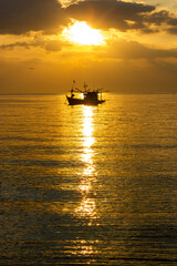 sailboat at sunset , Fishing boats at sunset, Bang Lamung, Chon Buri, Thailand