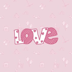 poster love seamless pattern for wedding. doodle