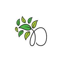 Letter D Leaf Tree Nature Logo Design Vector