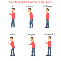 Emotions of a cartoon character, vector illustration