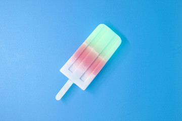 Soap with Colorful ice cream shape with blue color background - Summer object 