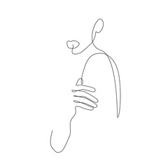 Woman One Line Drawing. Female Figure Creative Contemporary Abstract Line Drawing. Beauty Fashion Abstract Female Body. Vector Minimalist Design for Wall Art, Print, Card, Poster.