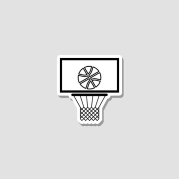 Basketball Hoop Sticker Icon Isolated On White Background