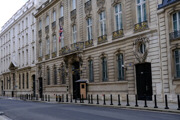 The embassy of the United Kingdom in Paris. february 2021