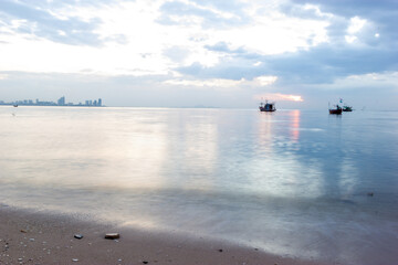Fishing boats at sunset, Bang Lamung, Chon Buri, Thailand
