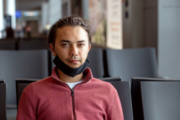 guy with medical mask at airport